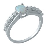Женское серебряное кольцо с опалом и куб. циркониями, 1702383