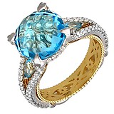 Женское золотое кольцо с бриллиантами и топазами, 1625585