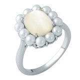 Женское серебряное кольцо с искусств. жемчугом и перламутром