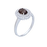 Женское серебряное кольцо с раухтопазом и куб. циркониями (R02286RT), фотографии