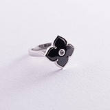Женское серебряное кольцо с куб. цирконием и керамикой