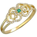Женское золотое кольцо с бриллиантами и изумрудом, 1666549