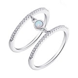 Женское серебряное кольцо с опалом и и куб. циркониями
