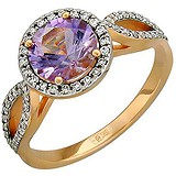 Женское золотое кольцо с бриллиантами и аметистом, 1666553