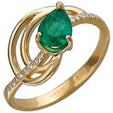 Женское золотое кольцо с бриллиантами и изумрудом, 1666554