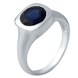Женское серебряное кольцо с синт. сапфиром