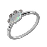 Женское серебряное кольцо с опалом и куб. циркониями, 1760251