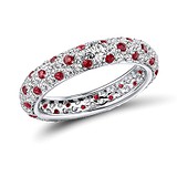 Женское серебряное кольцо с куб.циркониями и синт. рубинами