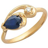 Женское золотое кольцо с бриллиантом и сапфиром, 1666557