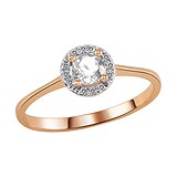 Золотое кольцо с бриллиантами и топазом, 532735