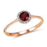 Женское золотое кольцо с бриллиантами и рубином