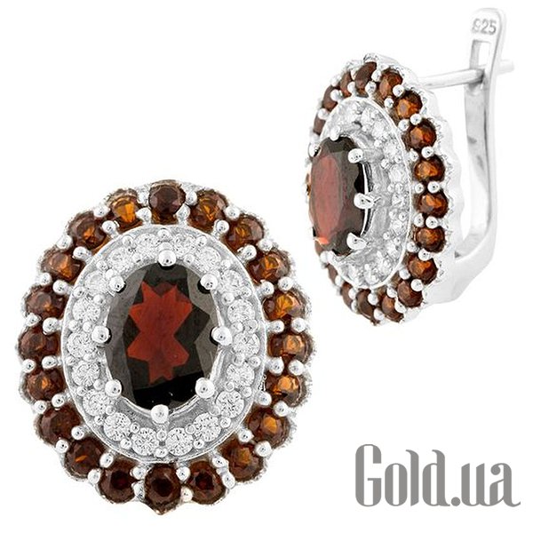 

Серьги Fresh Jewelry, Серебряные серьги с гранатами и куб. циркониями