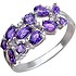 Женское серебряное кольцо с аметистами и куб. циркониями - фото 1
