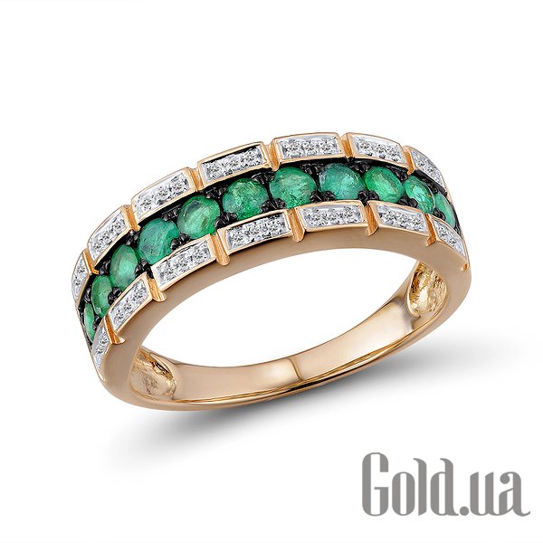 

Кольцо Lurie Jewelry, Женское золотое кольцо с бриллиантами и изумрудами, 18.5