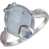 Женское серебряное кольцо с куб. циркониями и топазом, 1619968