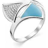 Женское серебряное кольцо с куб. циркониями и эмалью, 1645056