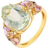 Женское золотое кольцо с аметистами, иолитами и бриллиантами, 1668608