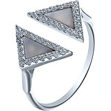 Женское серебряное кольцо с куб. циркониями и перламутром, 1669120
