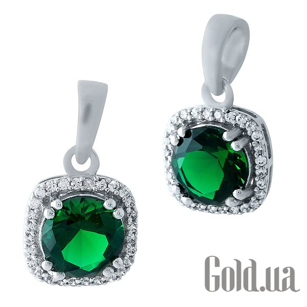 

Женские кулоны Fresh Jewelry, Серебряный кулон с синт. изумрудом и куб. циркониями