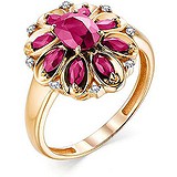 Женское золотое кольцо с рубинами и бриллиантами, 1685504