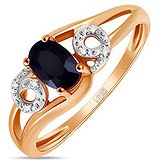 Женское золотое кольцо с бриллиантами и сапфиром, 1703424