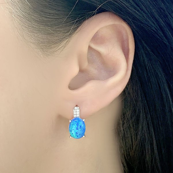 Серебряные серьги с куб. циркониями и опалами 2024279 – изображение 3