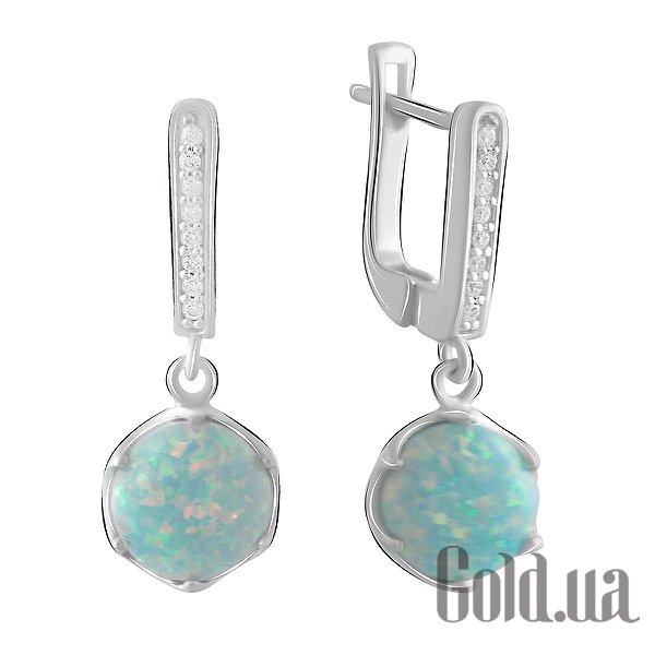

Серьги с подвесками Fresh Jewelry, Серебряные серьги с куб. циркониями и опалами