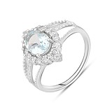 Женское серебряное кольцо с куб. циркониями и топазом (2129646), фотографии