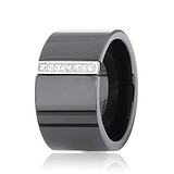 Серебряное обручальное кольцо с куб. циркониями  и керамикой, 701184