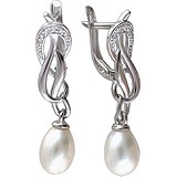 Срібні сережки з прісн. перлами і куб. цирконіями, 1531905