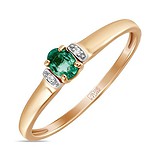 Женское золотое кольцо с бриллиантами и изумрудом, 1542401