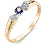 Женское золотое кольцо с бриллиантами и сапфиром, 1602817