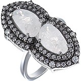 Женское серебряное кольцо с куб. циркониями и ювелирным стеклом, 1647105