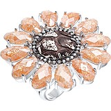 Женское серебряное кольцо с куб. циркониями и кожей, 1650689