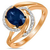 Женское золотое кольцо с бриллиантами и сапфиром, 1701121