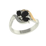 Женское серебряное кольцо с куб. циркониями и вставками из золота, 1709313