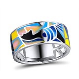 Женское серебряное кольцо с эмалью) ?>