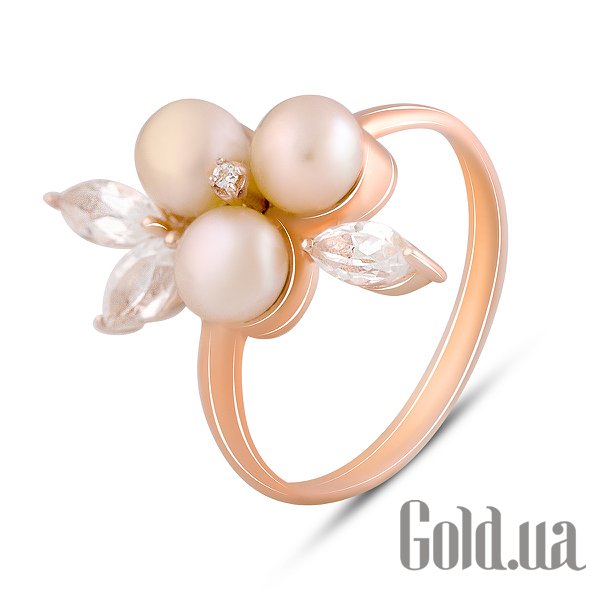

Женские кольца Fresh Jewelry, Женское серебряное кольцо с куб. циркониями и культив. жемчугом в позолоте, 18