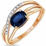 Женское золотое кольцо с бриллиантами и сапфиром, 1556226