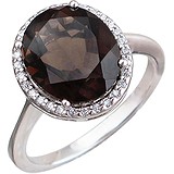 Женское серебряное кольцо с куб. циркониями и раухтопазом, 1616898