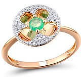 Женское золотое кольцо с бриллиантами и изумрудом, 1666050