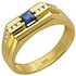 Мужское золотое кольцо с сапфиром и бриллиантами - фото 1