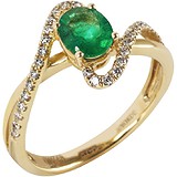 Женское золотое кольцо с изумрудом и бриллиантами, 1672962