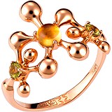 Женское золотое кольцо с цитрином и хризолитами, 1676034