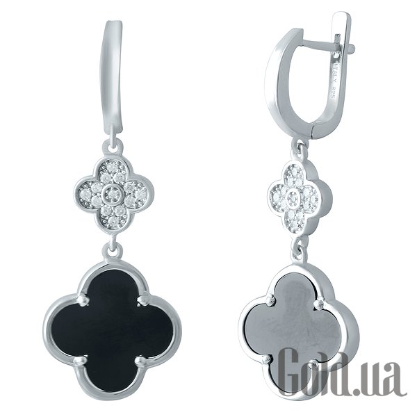 

Серьги с подвесками Fresh Jewelry, Серебряные серьги с куб. циркониями и керамикой