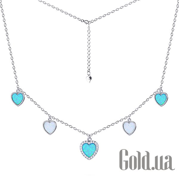 

Женские колье Silvex925, Серебряное колье с опалами и куб. циркониями, 40