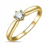 Золотое кольцо с бриллиантом, 1513475