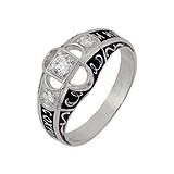 Серебряное обручальное кольцо с куб. циркониями и эмалью, 1516035