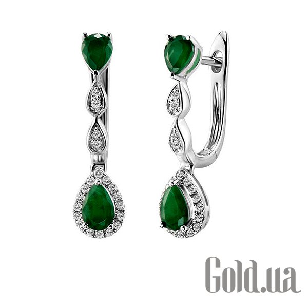 

Серьги с подвесками Lurie Jewelry, Золотые серьги с бриллиантами и изумрудами