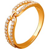 Женское серебряное кольцо с куб. циркониями в позолоте, 1636099